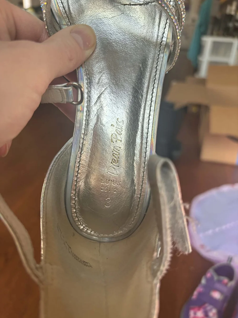 Dream Pairs Iridescent Silver Rhinestone Strappy Heels